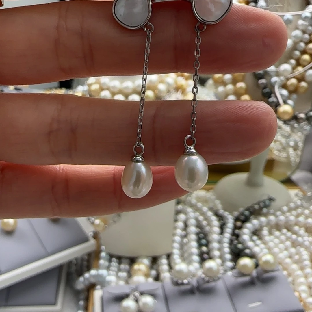 淡水珍珠耳饰银S925镶嵌