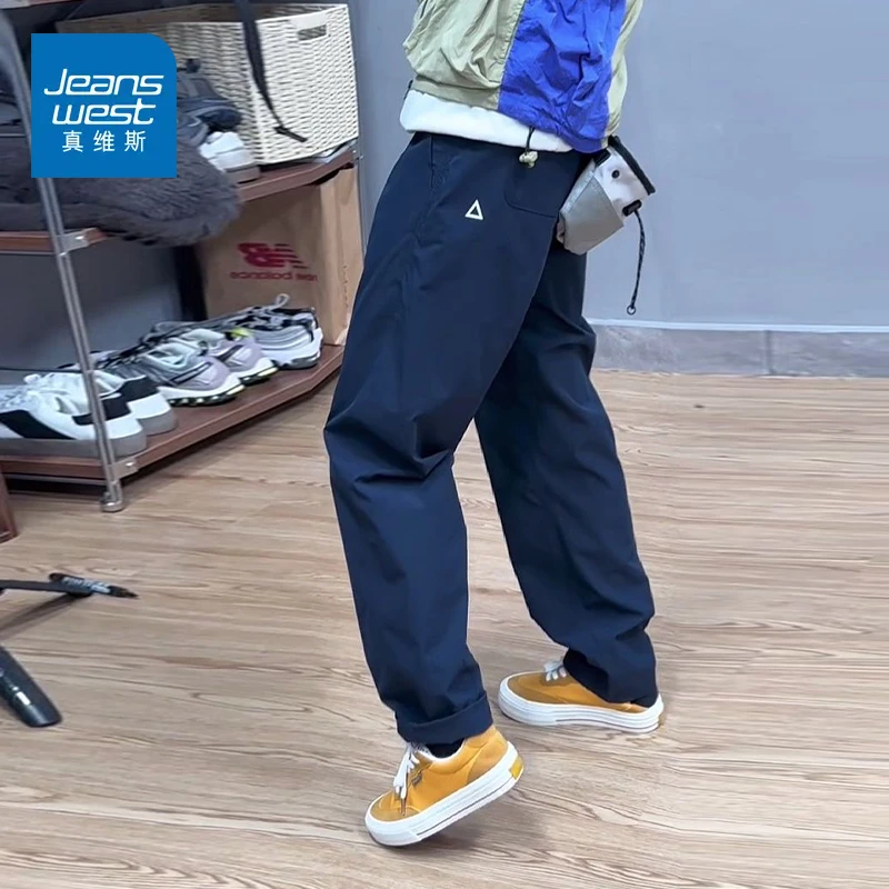 真维斯2025新款机能休闲裤男士小三角白标宽松锥形美式工装长裤子