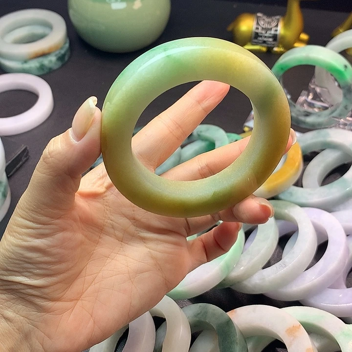 定制翡翠未镶嵌天然A货翡翠毛坯定制手镯54-60圆条