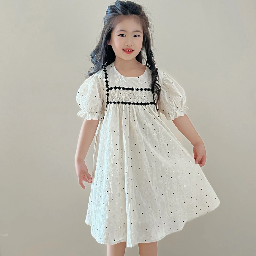 女童公主裙夏季新款纯棉连衣裙儿童节裙子童装韩版花朵泡泡袖甜美