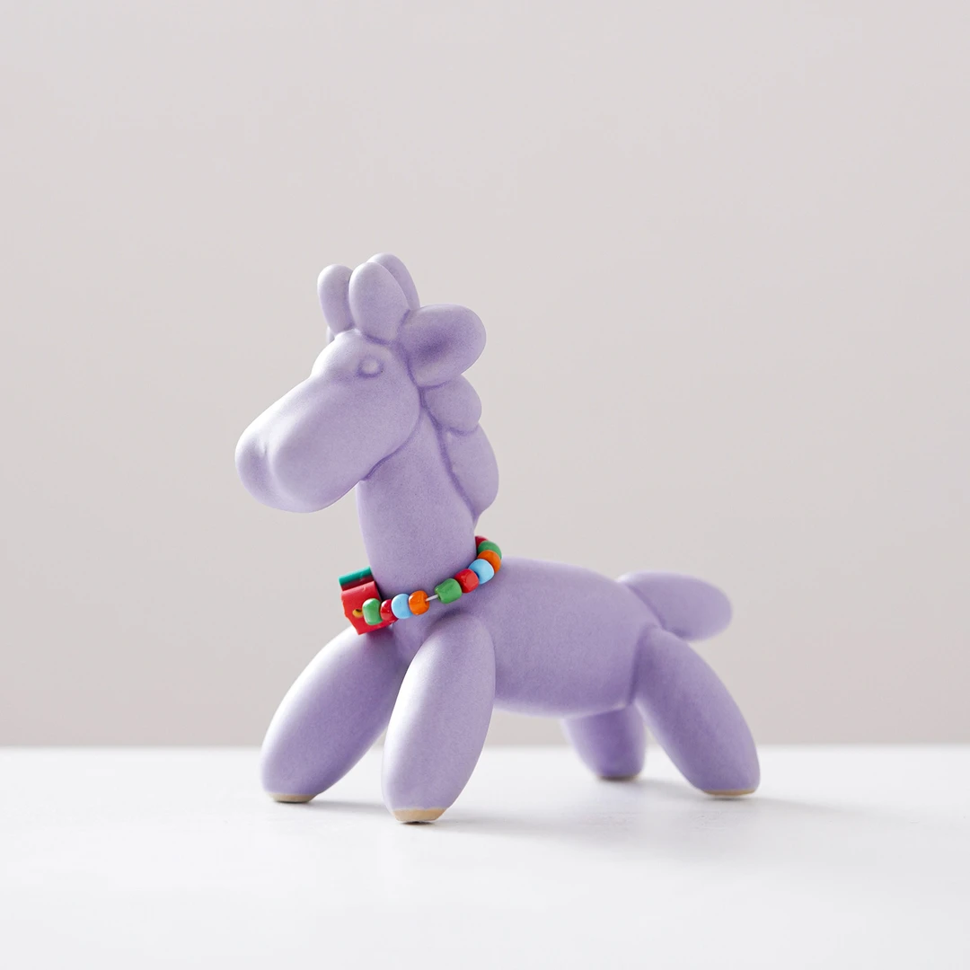 新款创意平安陶瓷气球马家用可爱卡通桌面摆件家居装饰品创新茶宠