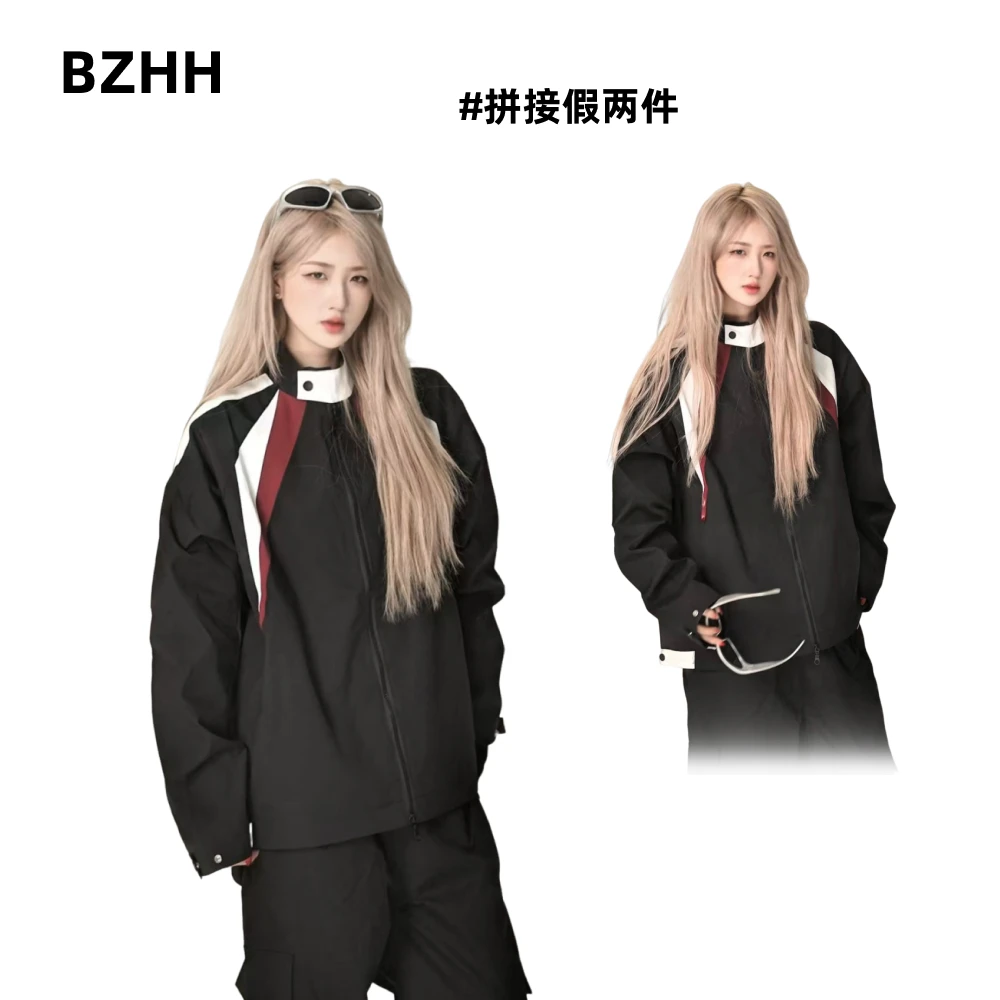 春秋新款长袖立领条纹情侣夹克户外时尚百搭秋季男士上衣