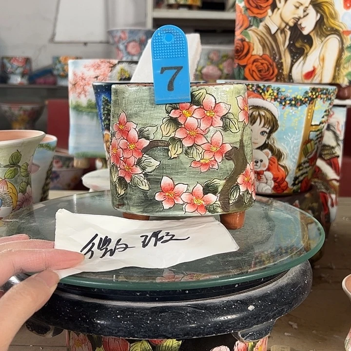 景德镇手绘花盆性价比超高的直播间