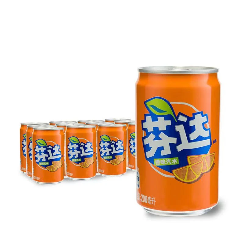 芬达迷你罐200ml*12罐橙味汽水饮料果味整箱可口可乐饮料方便携带