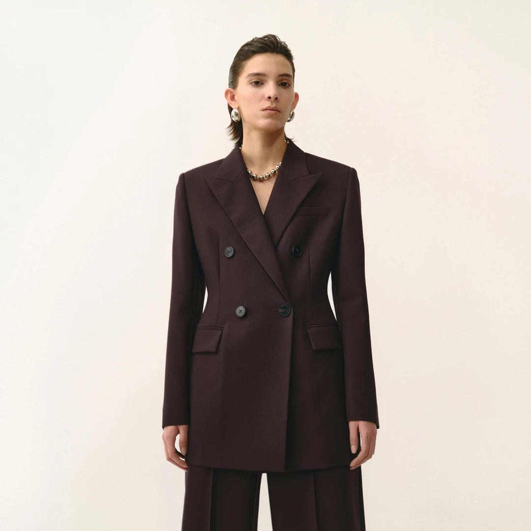 TORIL 羊毛戗驳领收腰西装设计师款经典双排扣 TGD2FSW001