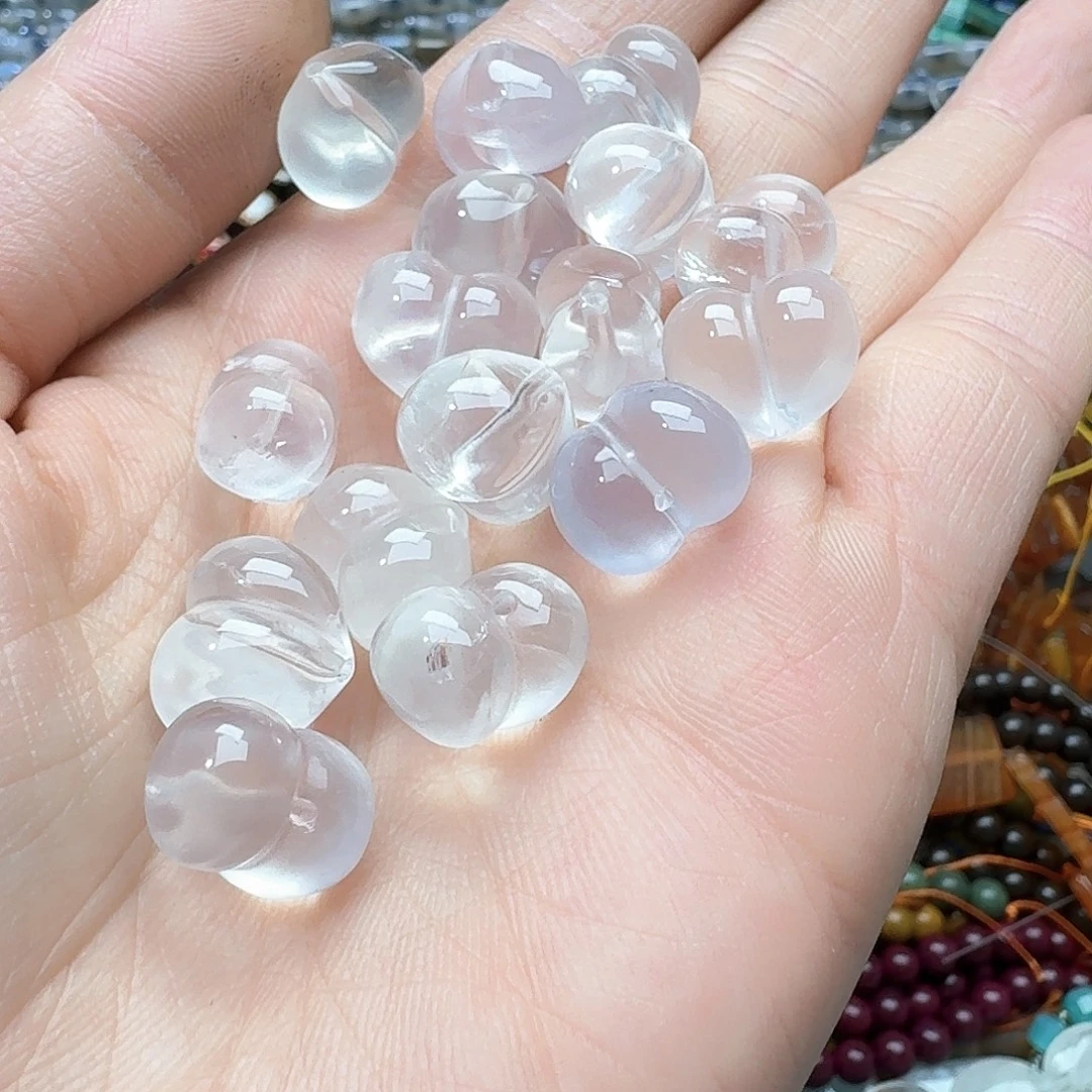 玛瑙/玉髓合金珠宝半成品一颗15mm白水晶屁桃