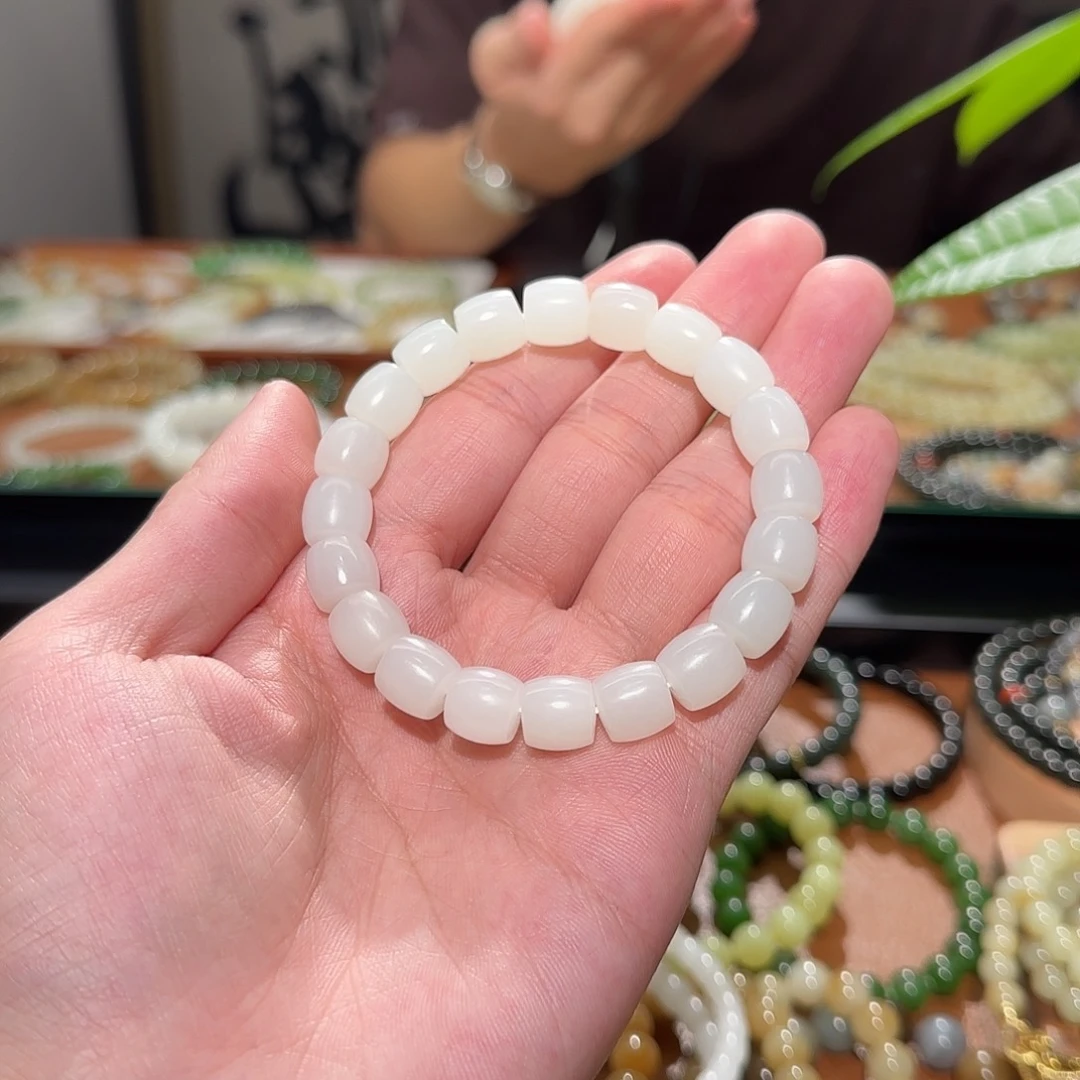 和田玉未镶嵌手链俄白直切规格10