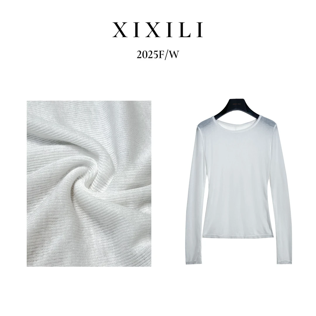 LC004-温柔知性衣服白色t恤女打底衫女款爆款2025新款长袖打底