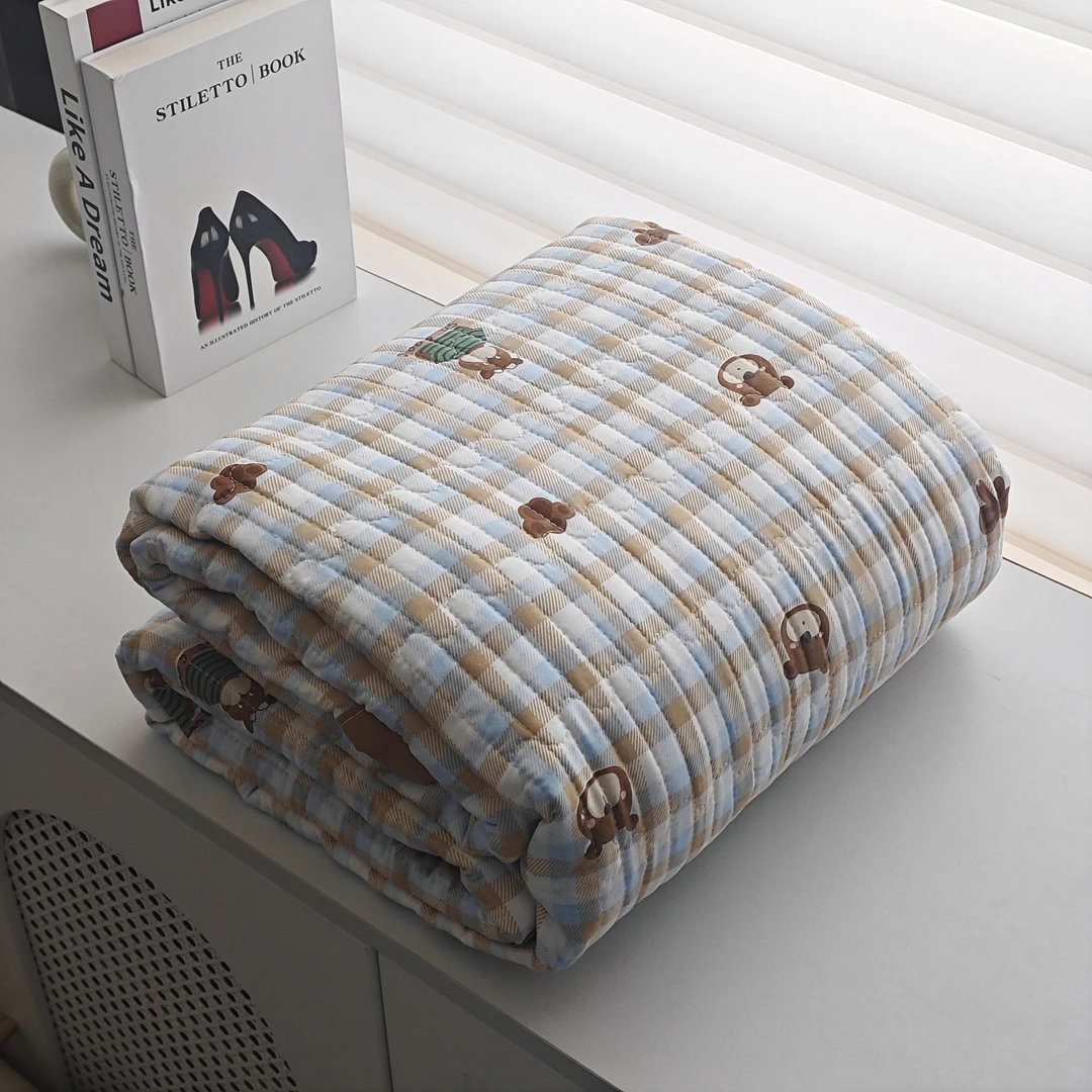 【京かわ会社】A类云纱棉床盖 200*230cm 熊可可