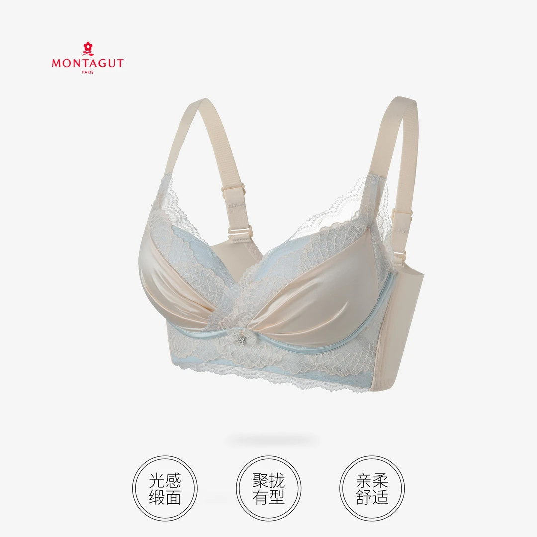 【美丽专享】法式蕾丝拼接聚拢文胸（ABC通杯）