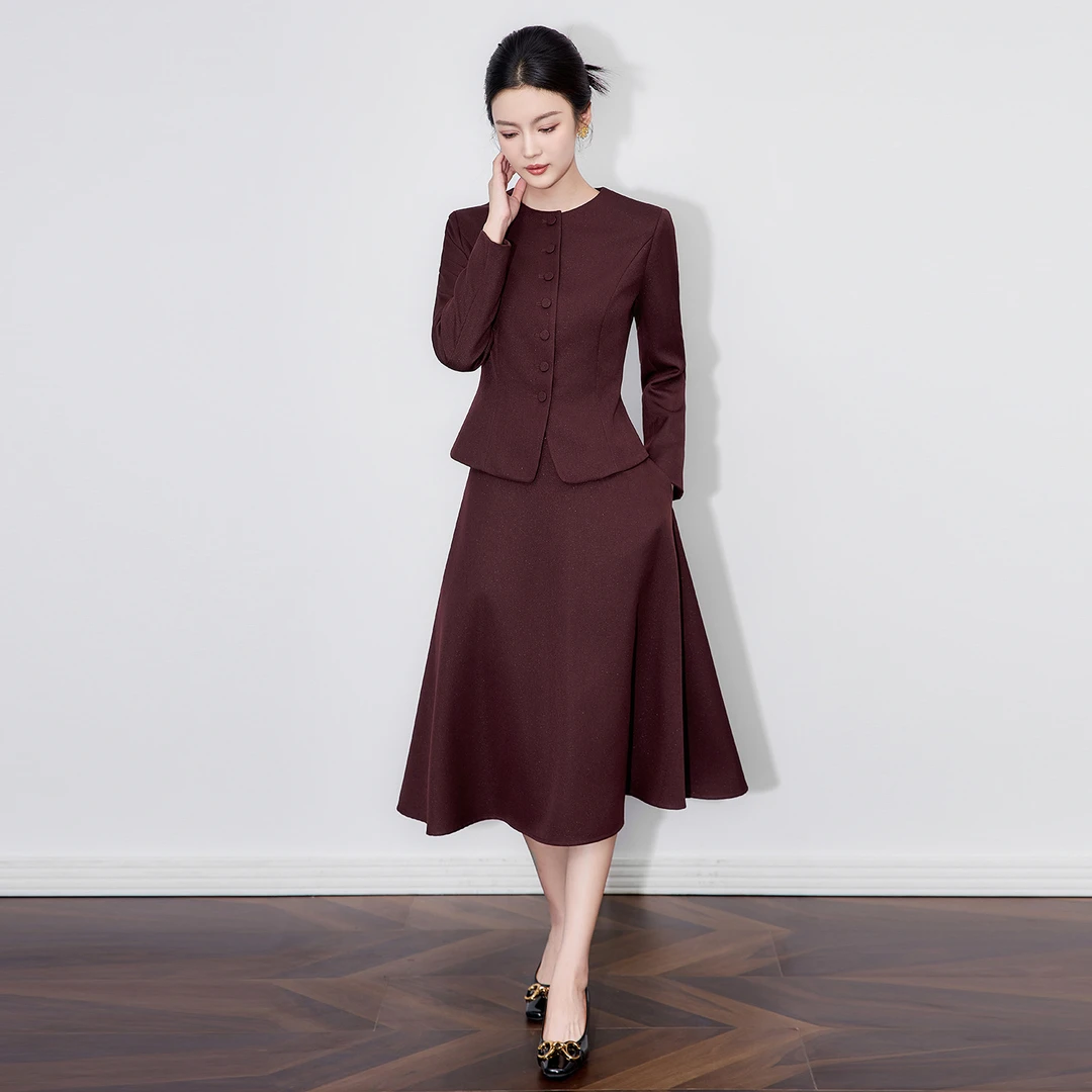 -深圳南油轻奢通勤知性优雅两件套装外套+半裙气质高级感显瘦裙子