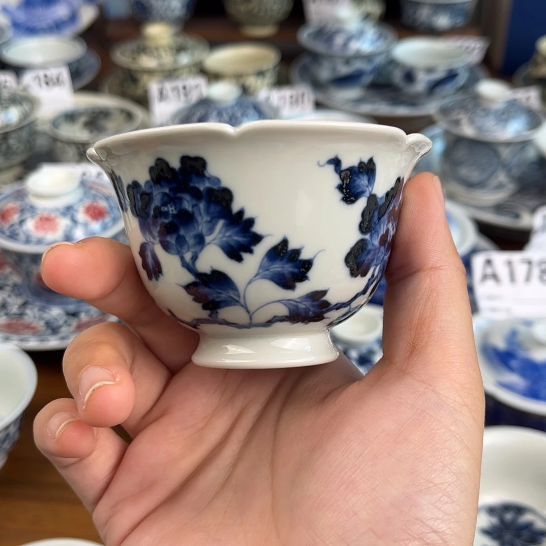 牡丹花卉花口杯杯