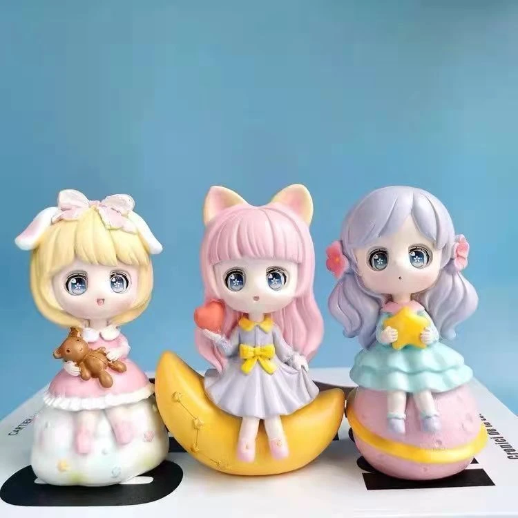 3D星空少女手工涂色石膏娃娃diy玩具白坯