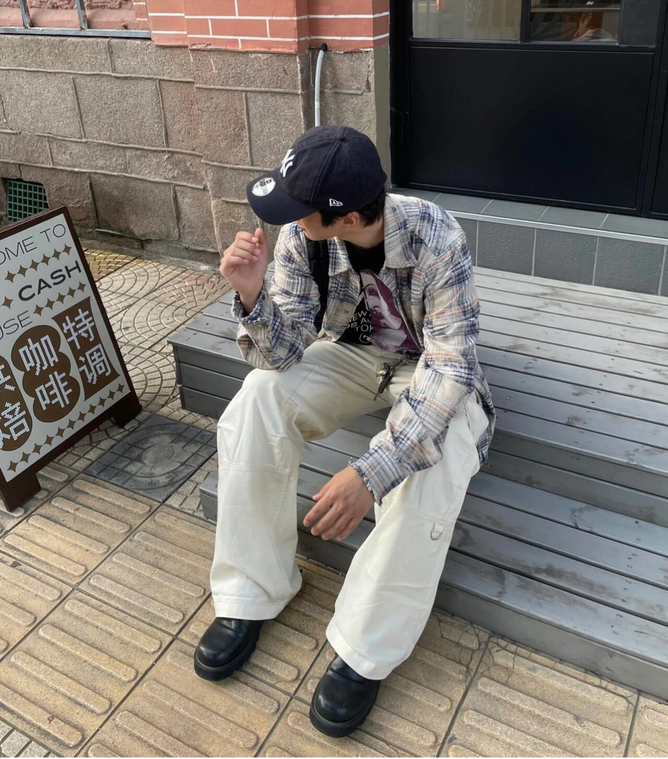 C01 断码浮力！早春破坏流苏磨毛渲染纯棉格子衬衫男女西海岸上衣