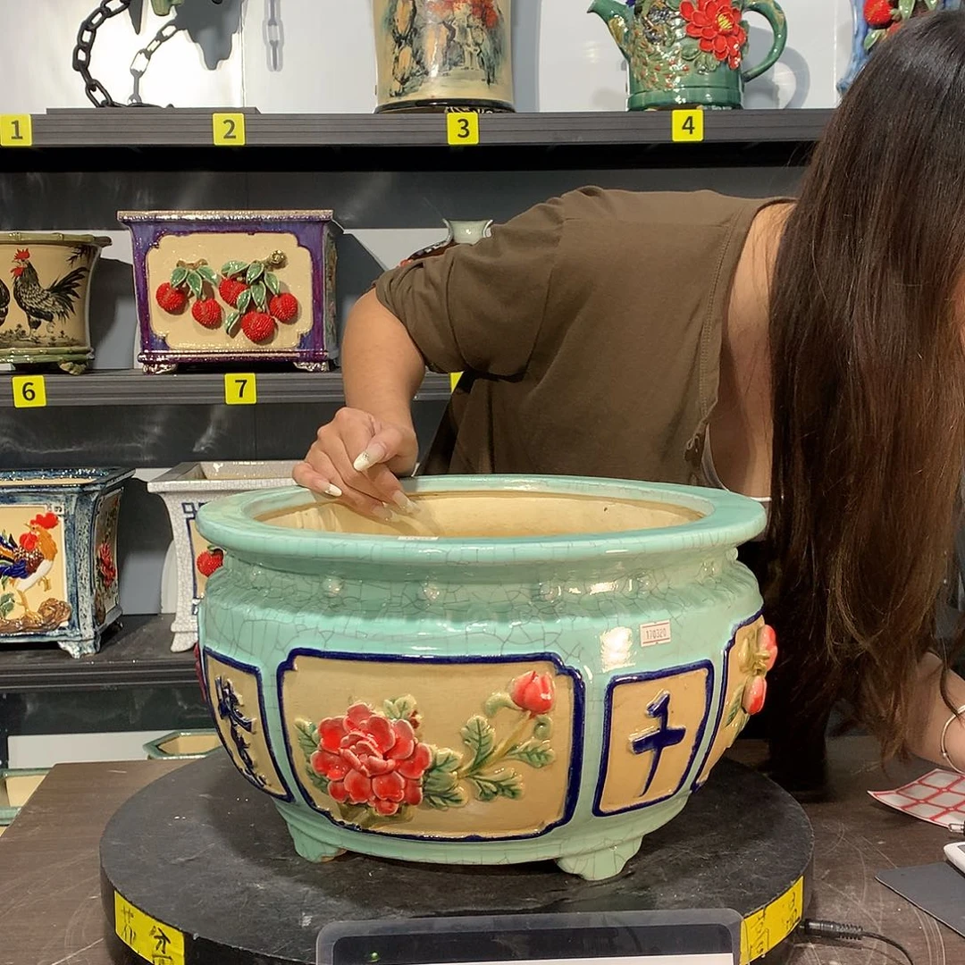 婧***宝高温烧制石湾盆花盆瑕疵