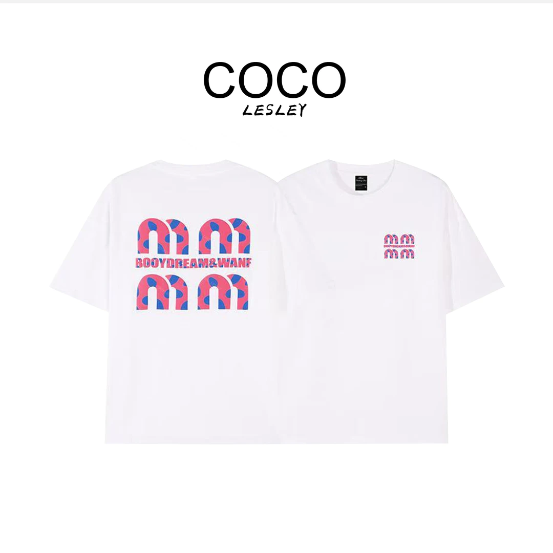 【COCO LESLEY】2025夏季新款重磅纯棉男女同款粉色限定MM恤短袖A82