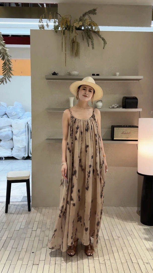 【NO退NO换】福秒-艺术氛围感！晕染吊带连衣长裙（MF5785#）M.FIVE