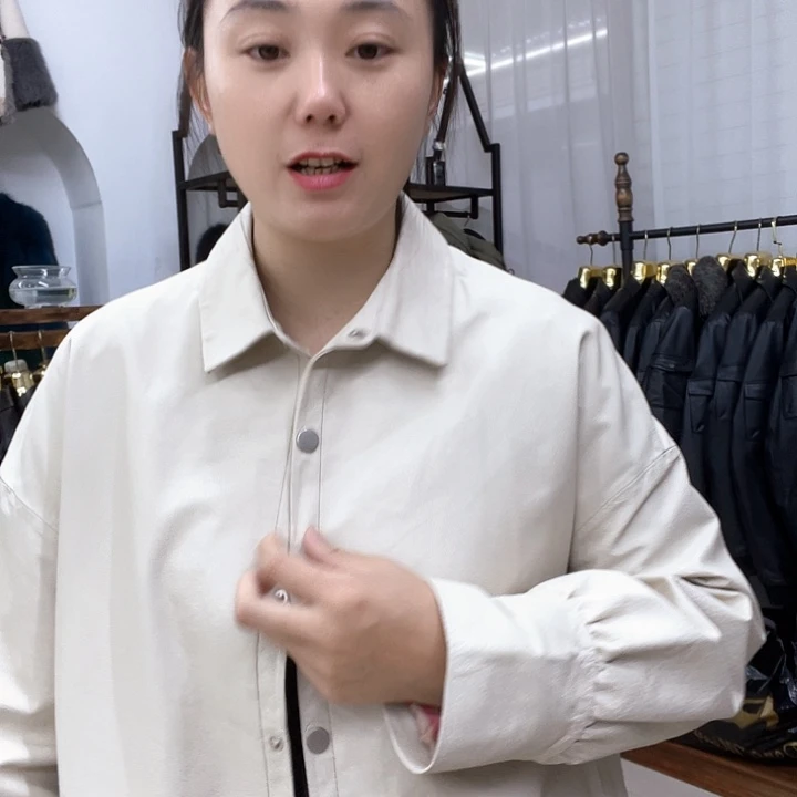 女款真皮牛皮米色48码