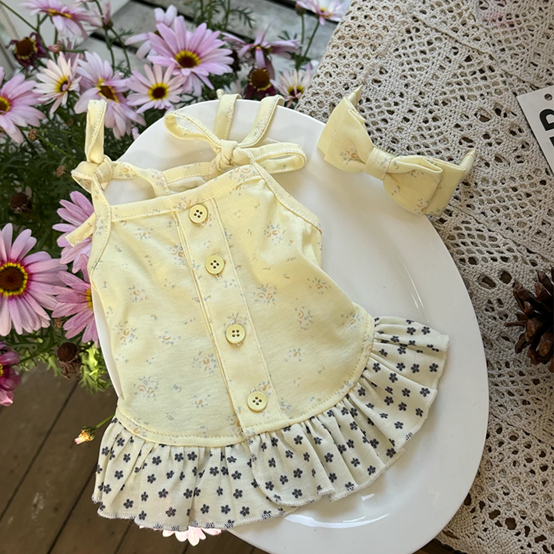 薄款宠物纯棉短款碎花裙甜美居家服小型犬衣服马尔济斯