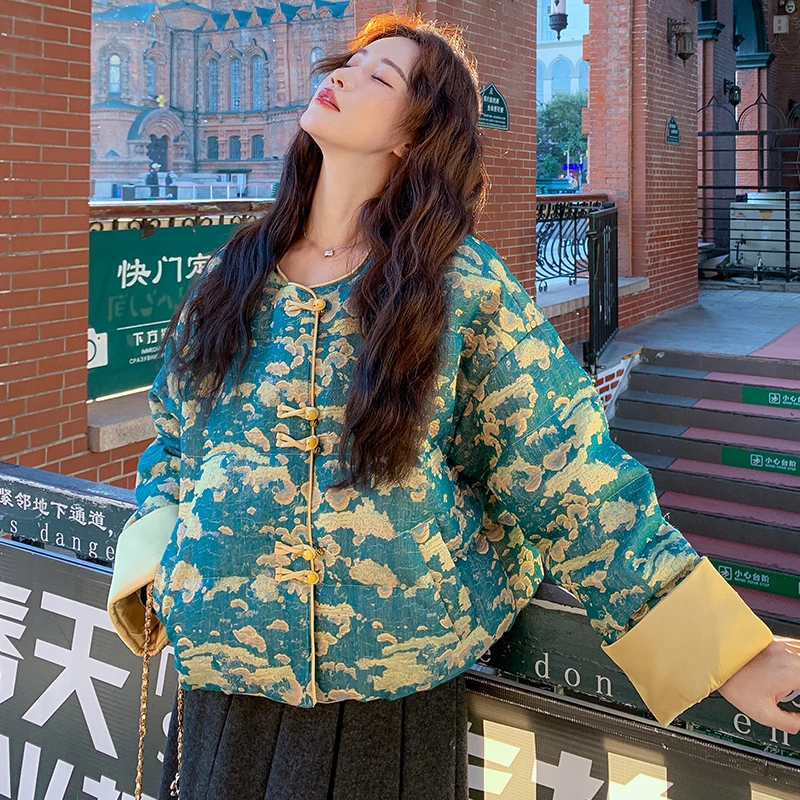 新中式保暖立领盘扣羽绒服女2025冬季新款加厚小个子短款外套