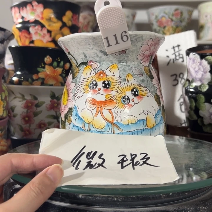 景德镇手绘花盆满38包邮偏远地区除外