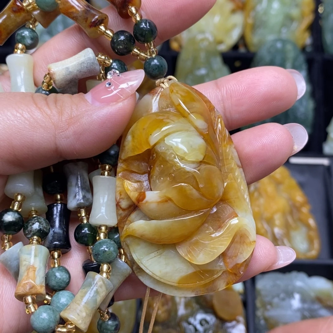 蛇纹石玉未镶嵌吊坠(赠链)