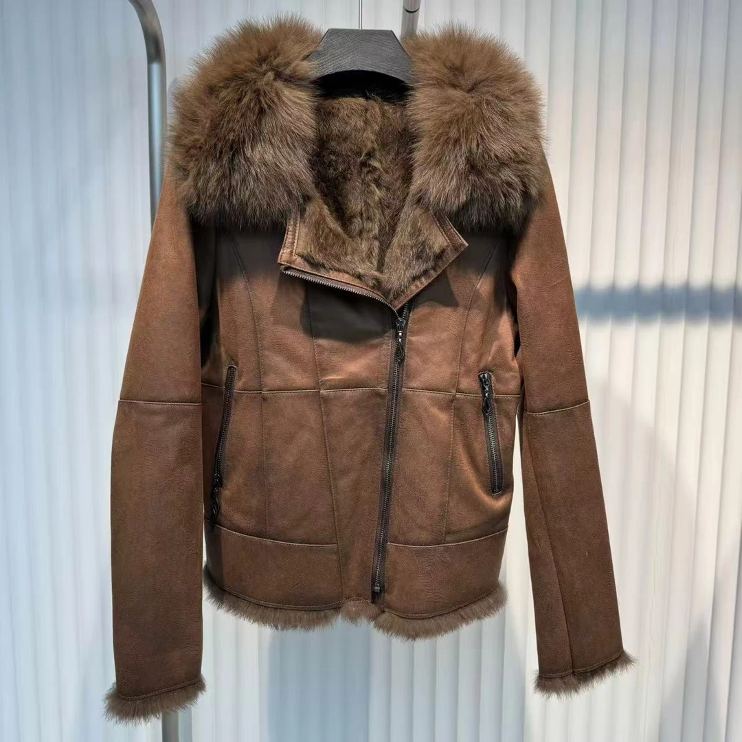 【青青】新中式派克服大毛领长袖外套上衣D984