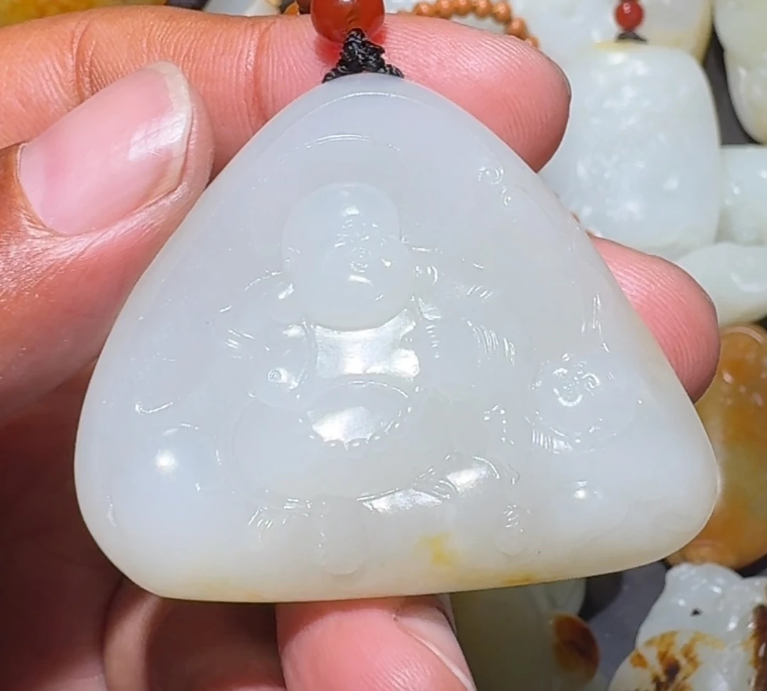 和田玉精品弥勒佛挂件