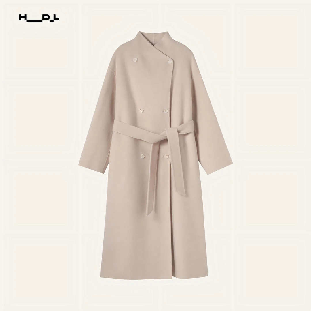 2025新款千金风气质时尚简约立领长款秋冬毛呢外套外套休闲设计师