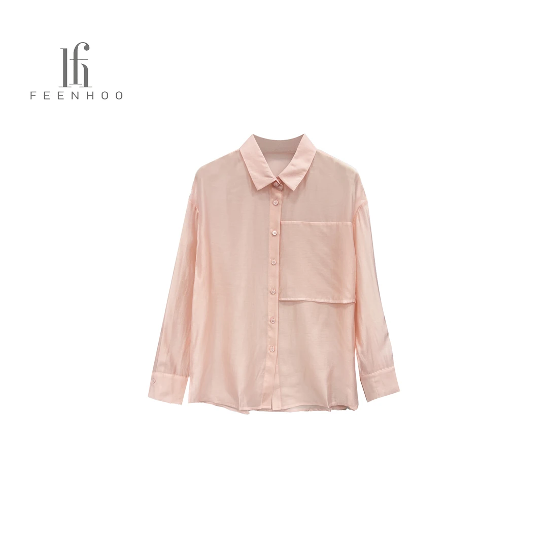 粉和常规衬衫领女装气质衬衫55CY7595