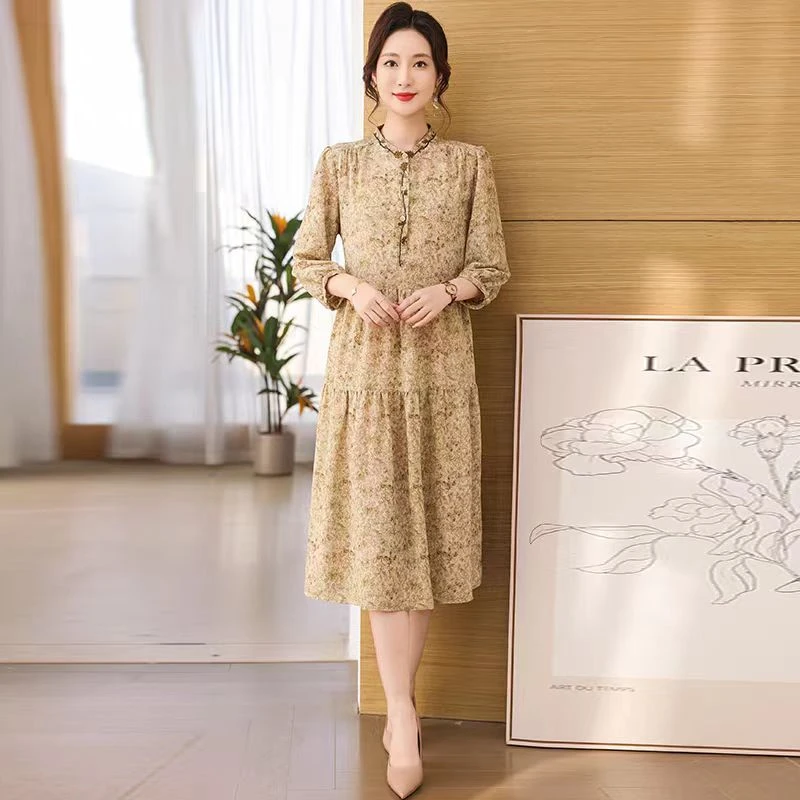 89212 领边刺绣碎花连衣裙-LL