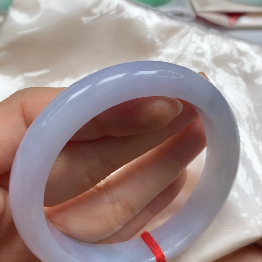 翡翠未镶嵌手镯冰胶梦幻淡春彩5859