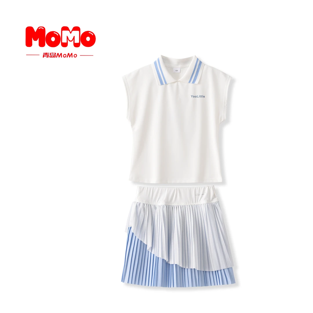 【直播基地】0532夏季儿童新款套装polo无袖百褶半身裙套运动休闲风