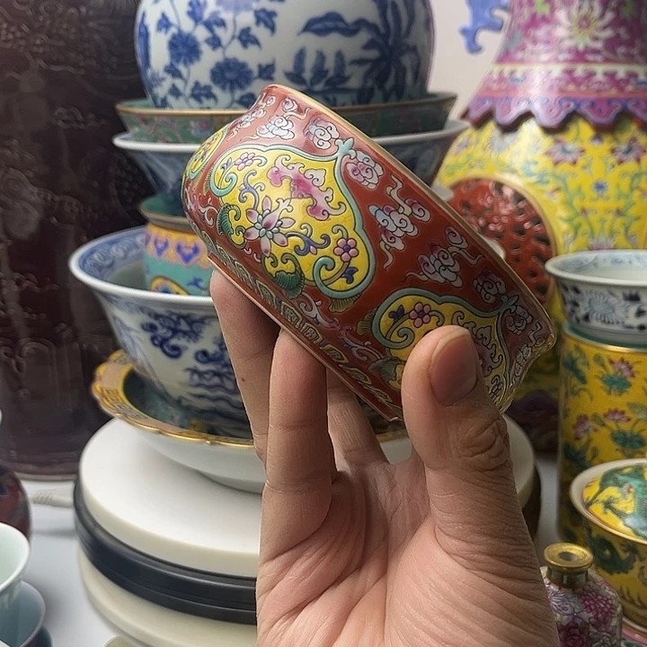 平***生摆件陶珐琅彩 珐琅彩洗