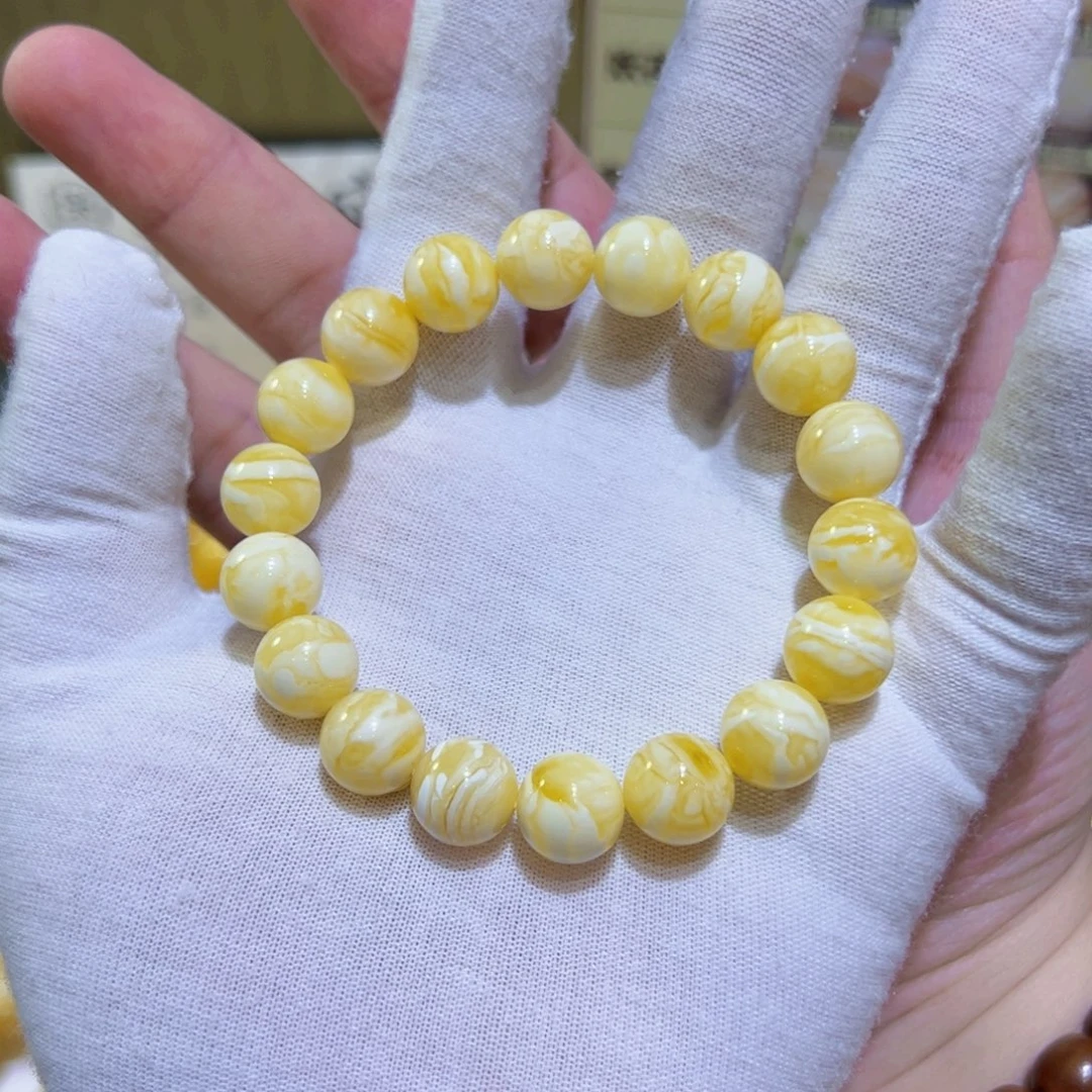 琥珀未镶嵌手链11m