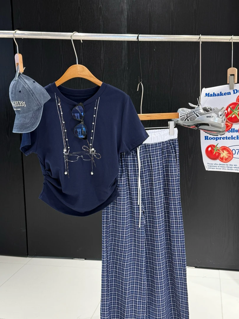 【art家】新款抽绳格子裤