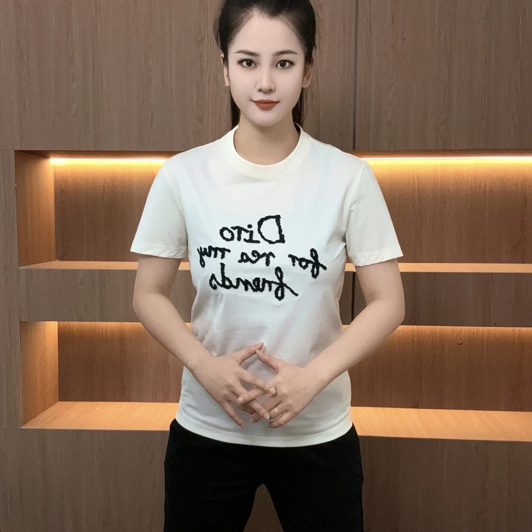 【超时速男装】夏季欧货轻奢休闲设计感字母立体刺绣圆领T恤8267