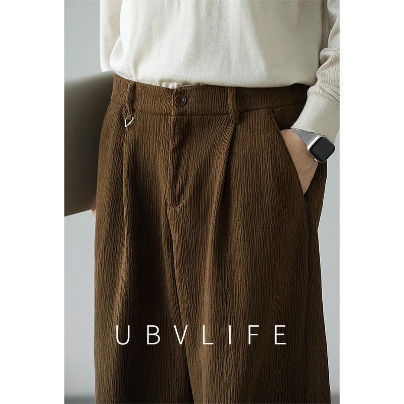 老钱风垂顺肌理感微锥西裤男士2025秋季新款微宽松阔腿休闲西裤