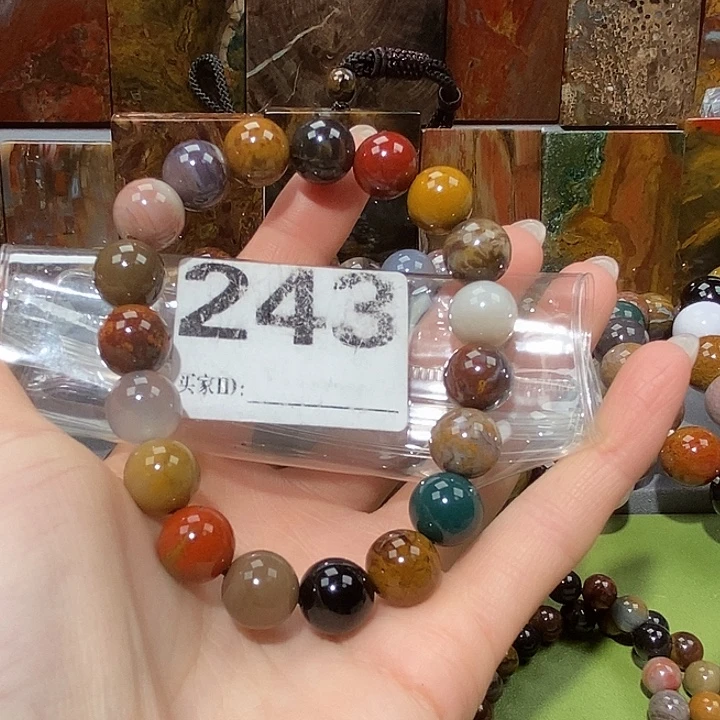 硅化玉未镶嵌天然北票树化玉手串11.8