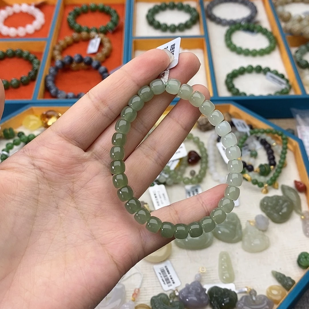 和田玉未镶嵌手链w20冰晴水直切7mm