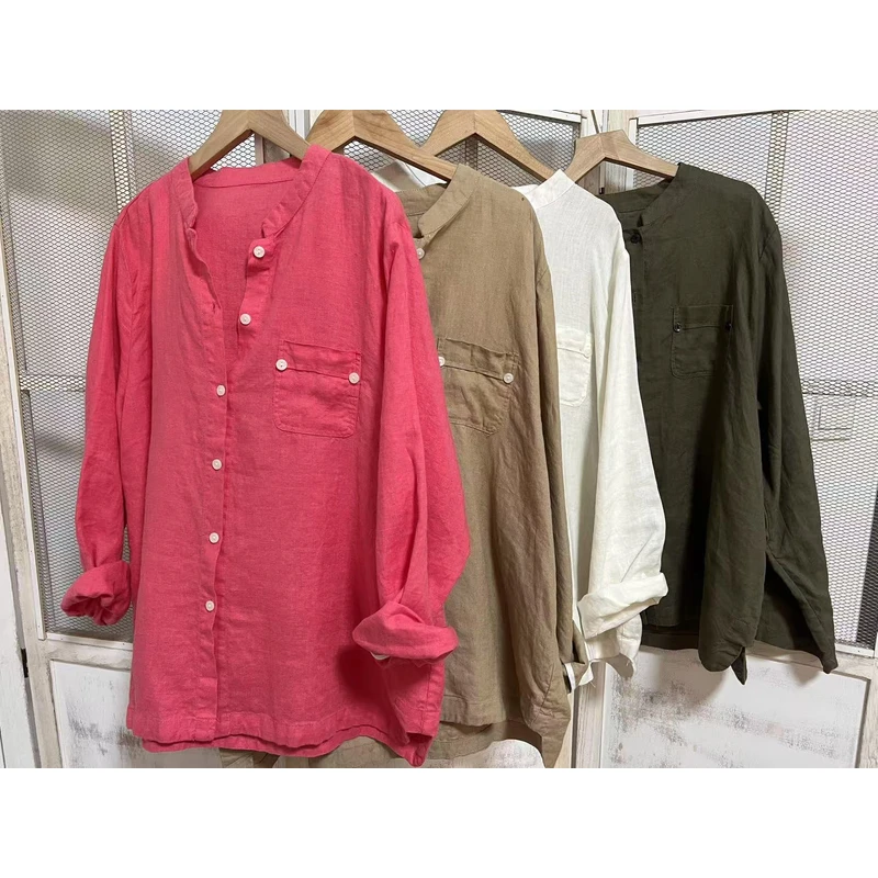 小立领  经典百搭气质款亚麻衬衫