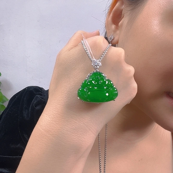 翡翠银S925镶嵌吊坠(不含链)