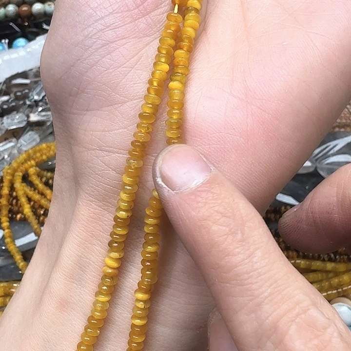 玛瑙/玉髓合金珠宝半成品一条4mm金虎算盘