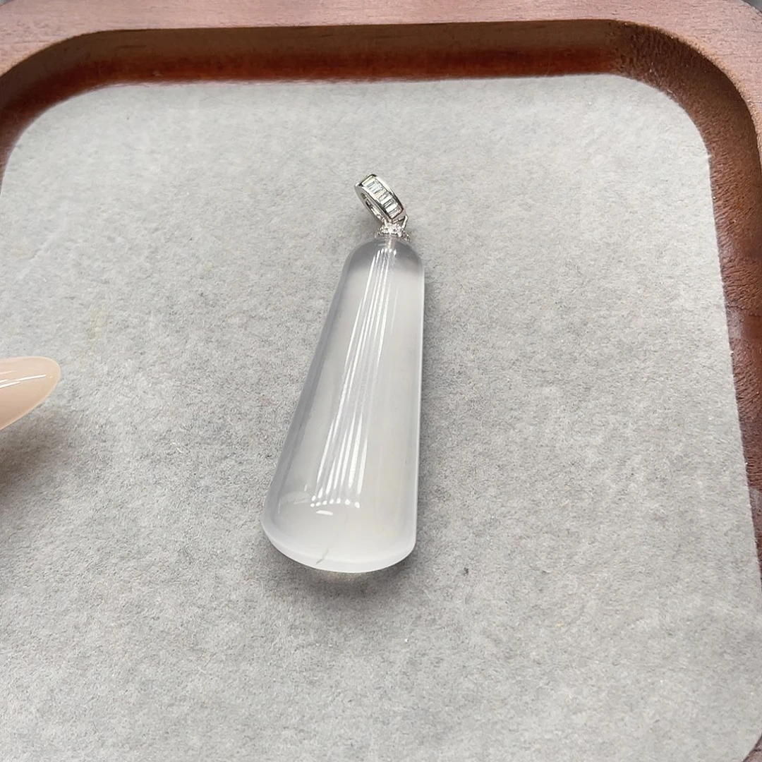 石英质玉银S925镶嵌无事柱吊坠