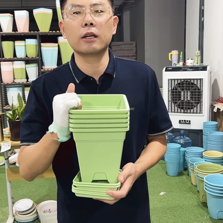 正品方盆口16高18果绿5只带托