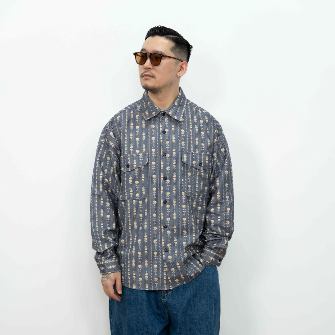 25FW秋季复古文艺小碎花衬衫灯芯绒小众宽松长袖衬衣休闲印花满印