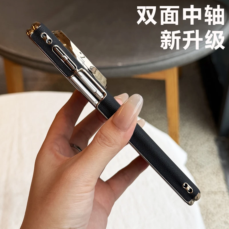 新款双中轴适用于华为MATEx6手机壳防摔全包超薄matex5保护套真皮