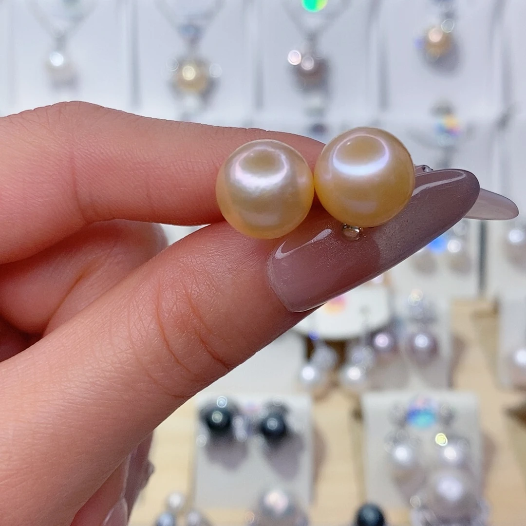 银S925镶嵌耳饰淡水珍珠
