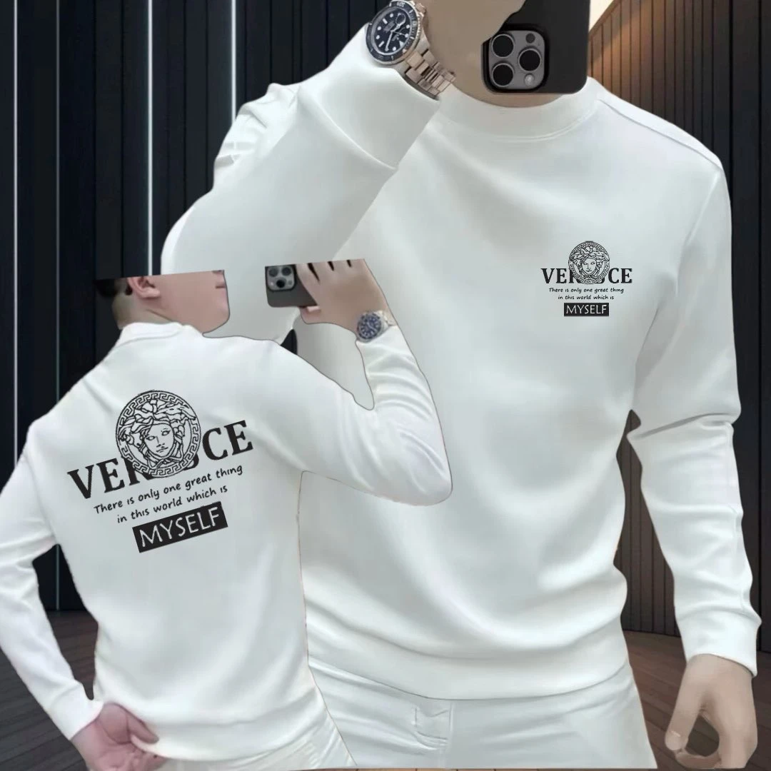 新款长袖T恤男士春秋季休闲圆领宽松透气百搭体恤薄款加绒卫衣