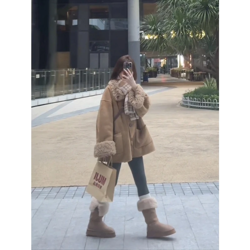 MARIE.COCO韩系高级感毛绒绒保暖外套女冬季新款宽松显瘦加厚上衣